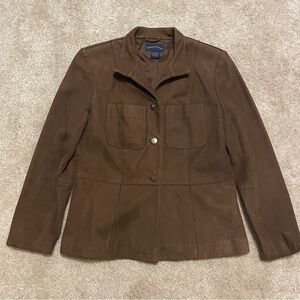 Charter Club Brown Leather Jacket size  S